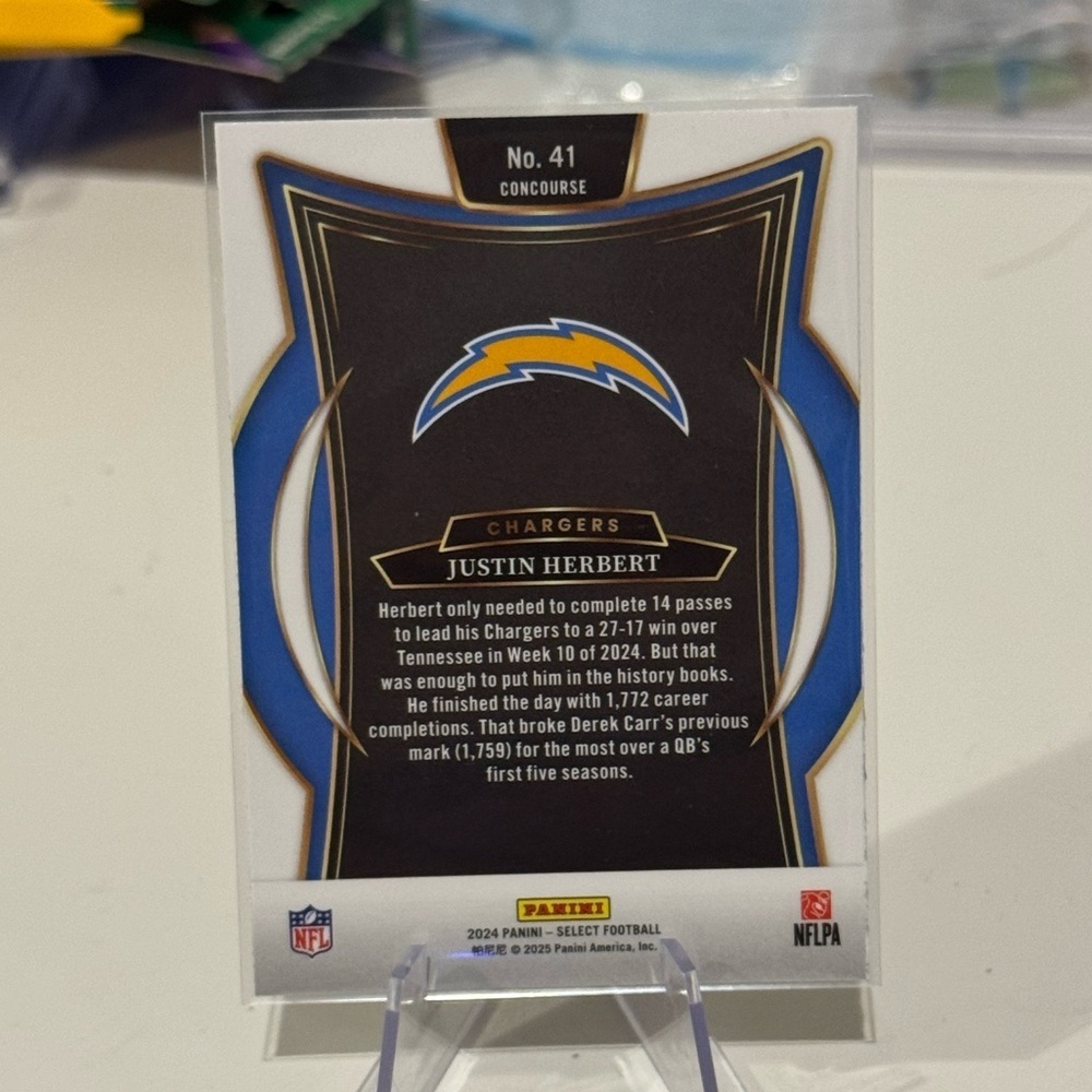 2024 Justin Herbert Panini Select - Picture 2 of 2